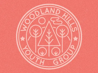 WHYG church circles cloud design group hills linework logo patch shapes shirt sky stamp stars sun trees type woodland youth