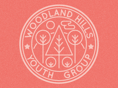WHYG church circles cloud design group hills linework logo patch shapes shirt sky stamp stars sun trees type woodland youth