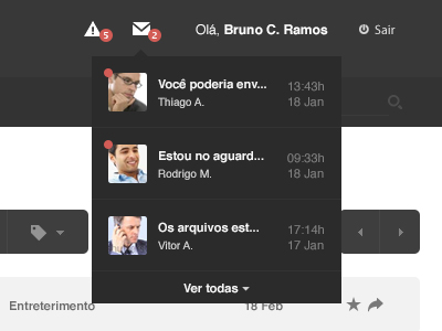 Sophie Messages admin cms dark dropdown flat icons layout menu message metro notification profile ui ux web