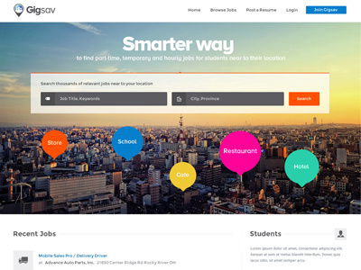 Website design for Job Portal clean job job portal part time jobs pay simple smart jobs