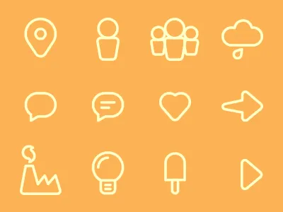 Rounded icons set cloud factory free group heart icon icons lamp pin rainy set speech yellow