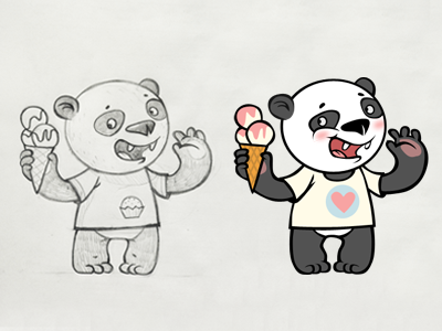 Panda character ice cream illustration panda yummy