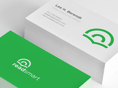 Readsmart Identity brain business cards green identity logo mockup read readsmart sentences smart text words