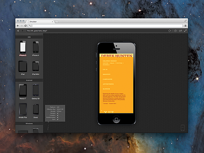 Mobile Device Emulator Webapp app grey tooltip ui ux webapp