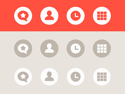 Natural color nav icons brown buttons clean clock crisp flat glyphs grid icon design icons menu minimal nav orange people prismatic red simple swiss web