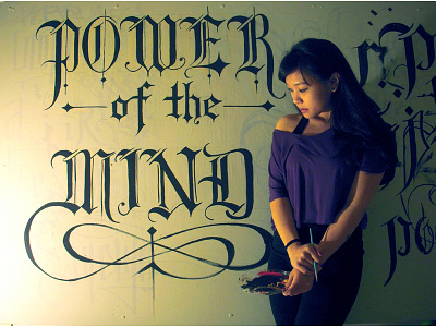 Large Scale Gothic Lettering gothic hand lettering mural paint script typography