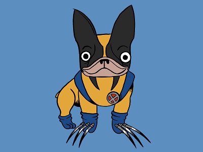 LeFrenchBulldog Wolverine 2d animation character design dog