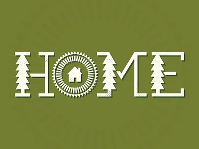 Home halftone home house screen print trees triangles