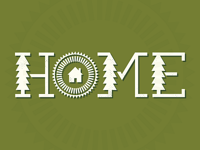 Home halftone home house screen print trees triangles