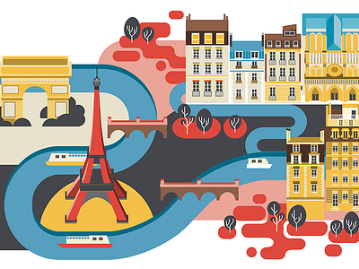 Paris france icon illustration infographic paris