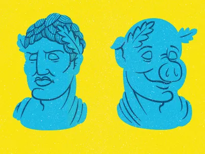 Ave! Ellohay! ave ellohay empire face greeting hopi illustration international language latin native american pig roman ruler statue woman