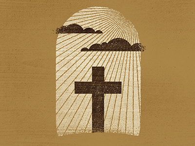 Cross clouds easter gold illustration jesus rays sun wood grain