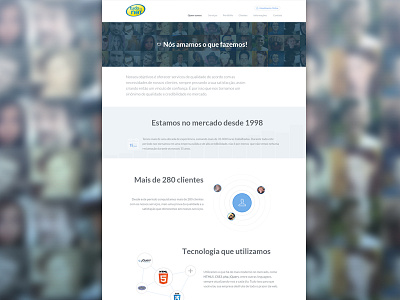 Tudonanet - About Us blue flat design homepage icons landing page menu nav website