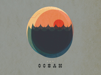 "O" is for Ocean! illustration o ocean sea sunset type water