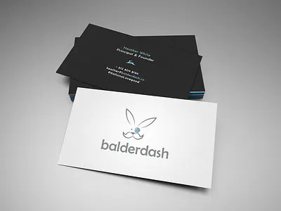 Balderdash - rebrand balderdash business card design monocle mustache outline rabbit white
