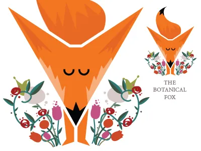 TheBotanicalFox logo animal colourful crafts flowers fox illustration orange
