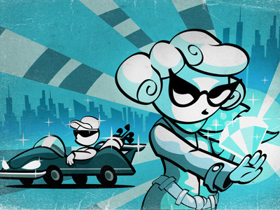 Get Wealth blog blogger blogging cartoon characters diamonds high life illustration noir retro rich wealth woman