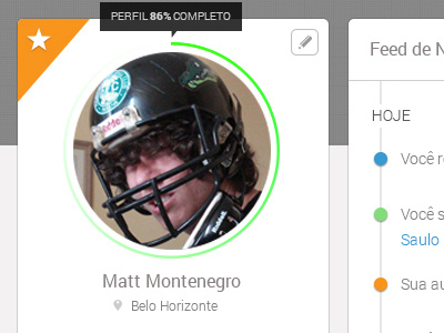 Beved dashboard news feed profile progress bar