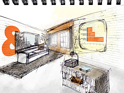 Set Design gray orange pen photoshop set design sketch