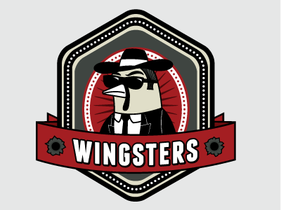 Wingster chicken detail food mafia mobster restaurant seal vintage wayfarer