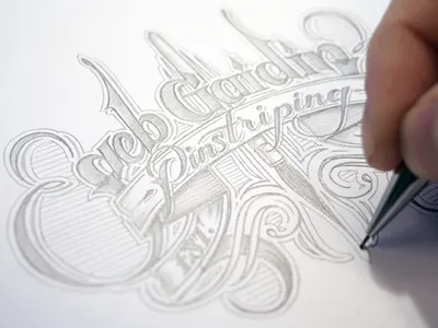 Seb drawn hand logotype pinstripe schmetzer sketch typography