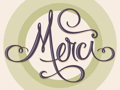 Merci brandon ehrlich circle cursive flourish france french green lettering merci pastel purple script swirl thank you thanks