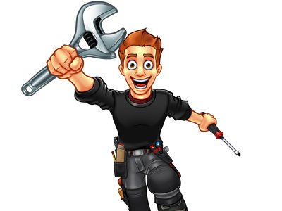 Doorsystems Mascot cartoon character design wolf door systems engineer mascot mechanic photoshop plumber
