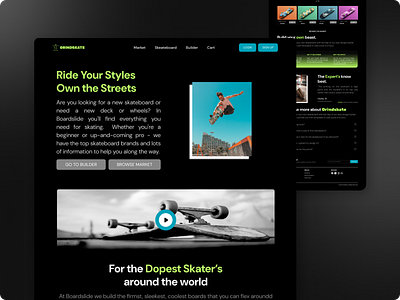 Exploration - Skateboard Landing Page UI cleandesign landingpage skateboard typograhpy ui ux webdesign