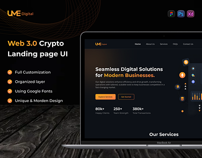 Web 3.0 Crypto Landigng Page UI Design crypto figma landing page ui uiux web 0.3 website website ui design