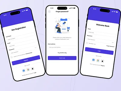 Runna - Sign up, Login, Forgot password app app design confirm email forgot password input field login mobile app mobile kit onboarding run run app run mobile app running sign up signin splash screen ui ui kit uiux ux