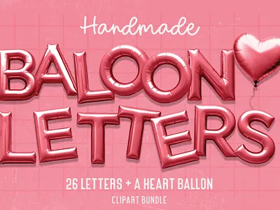 Handmade Balloon Letters Set 3d lettering balloon graphics balloons custom font decorative letters font graphicdesign illustration illustration art letters of the alphabet