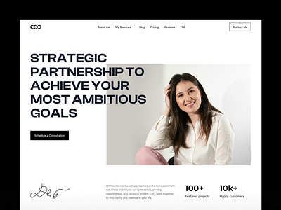 Solopreneur Hero Section clean design hero section main screen minimalistic negative space personal brand psychologist solopreneur typography ui web design