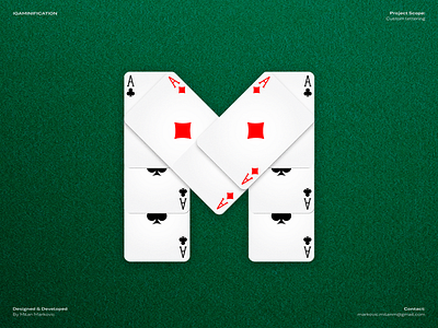 iGamification - Custom letter M ace spade bet blackjcack branding casino casino branding design gambling graphic design igaming lettering luck m money playing cards sport betting typography winning