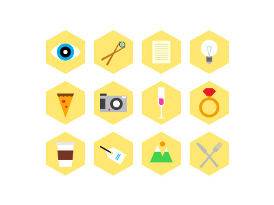 More icons camera coffee design eye food icons illustration lightbulb ring sushi tag things