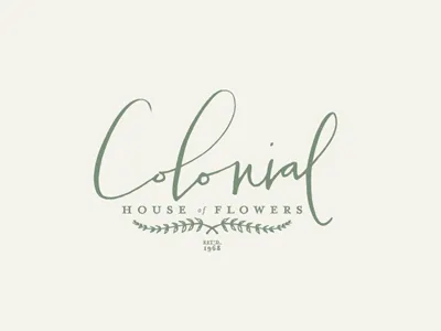 Colonial House Of Flowers branding calligraphy florist hand lettering logo