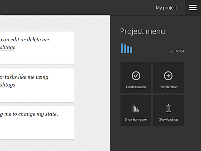 Scrummaster Project Menu chart flat menu project simple ui ux web