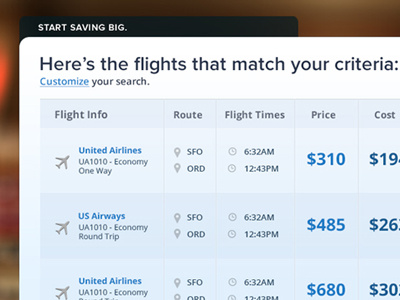Flight Search Results booking flights search results search ui travel agency travel ui travel website ui user interface ux