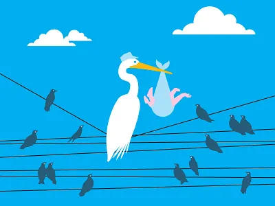 Stork, Brooklyn Baby Shower illustration invitation