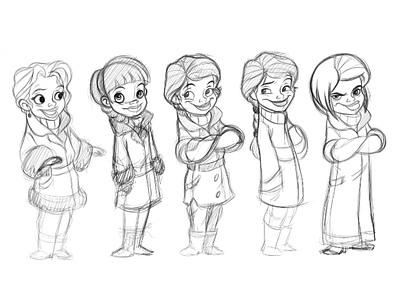 Girls By AndyToonz andytoonz cartoon character design cute drawing female girl pencil sketch sketchbook pro