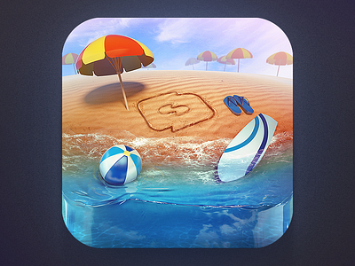 The Island 3d appicon beach blue creativedash dash graphic design graphics icon icon design icons illustration ios iphone island logo photoshop red relax sand summer surf umbrellas yellow