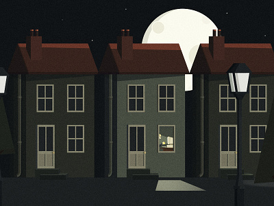 Night Street animation darks job moon night stars street work