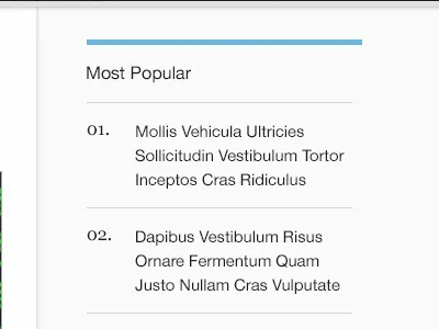 Most Popular Entries List aside black bright clean gray helvetica light links list minimal sidebar simple white