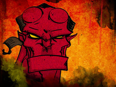 Hellboy character photoshop sketch texture