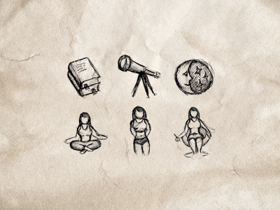Miss Lady Portal Icons hand drawn icon sketch