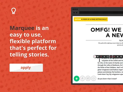 brand spankin' new marquee.by apply author browser button demo flat landing logo publishing responsive simple video website