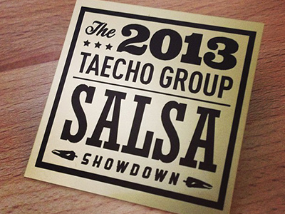 Salsa Showdown winner badge badge black gold plaque salsa trophy type