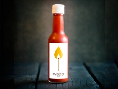 Matchstick - MILD Hot Sauce bottle fire flame glass illustration jag nagra light match match book matchstick minimalism packaging page 84 design vector wood