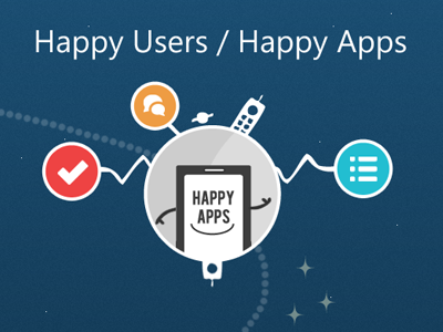 Happy Apps bugsense infographic mobile space theme