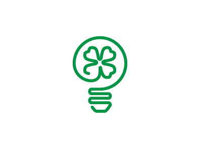 Sustainable St Paddys Icon clover four four leaf clover green icon lightbulb monoline sustainable technology