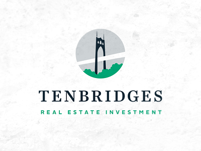 Real Estate logo bridge circle financial gray green iconic investment logo portland serif